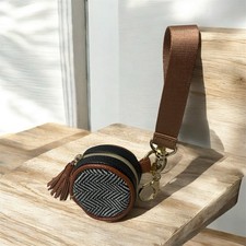 Itzy Ritzy Black Brown Pacifier Holder Case With Strap  Swivel Clasps W/ Tassel