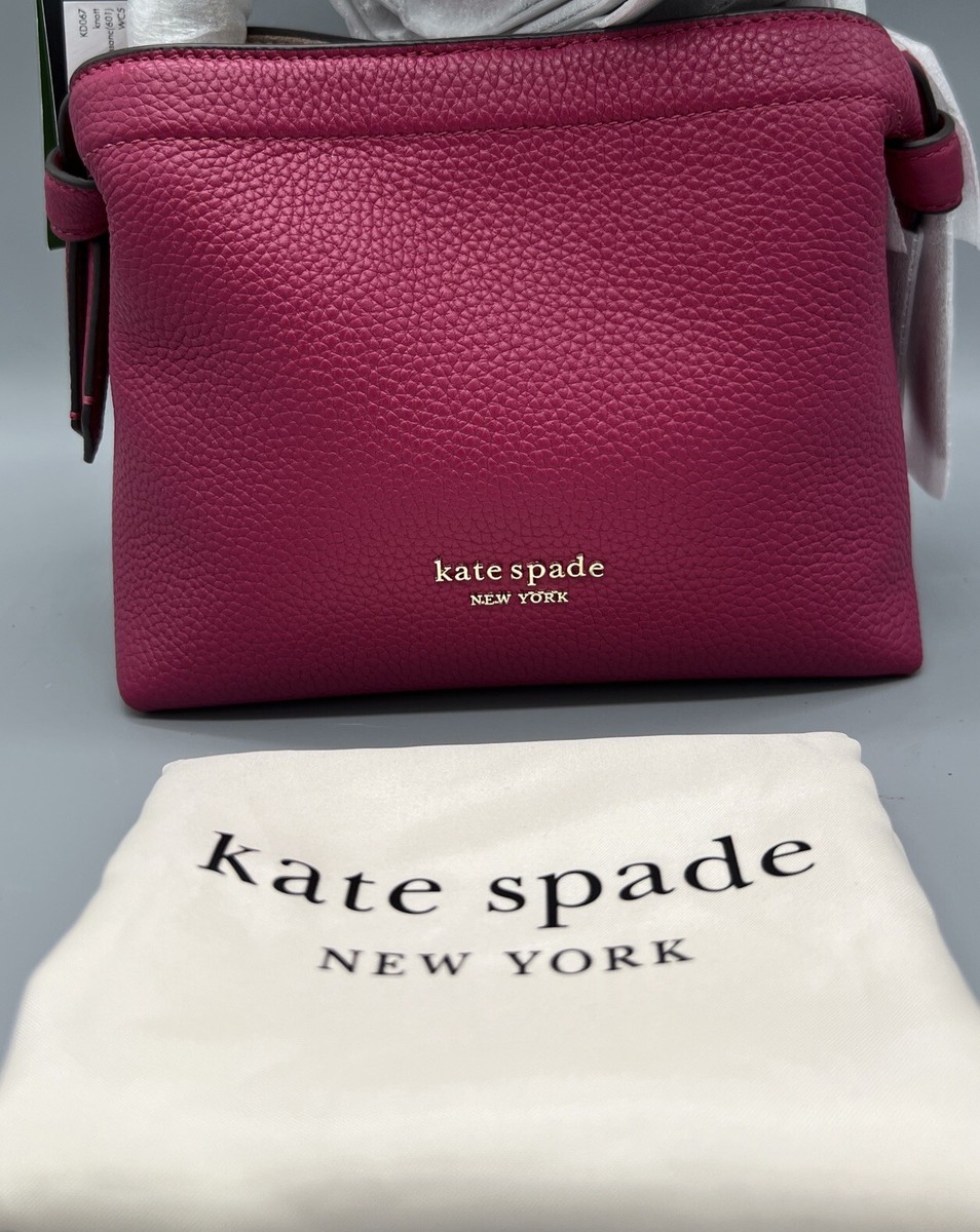 NWT! KATE SPADE Knott Pebbled Leather Small Berry Crossbody Tote