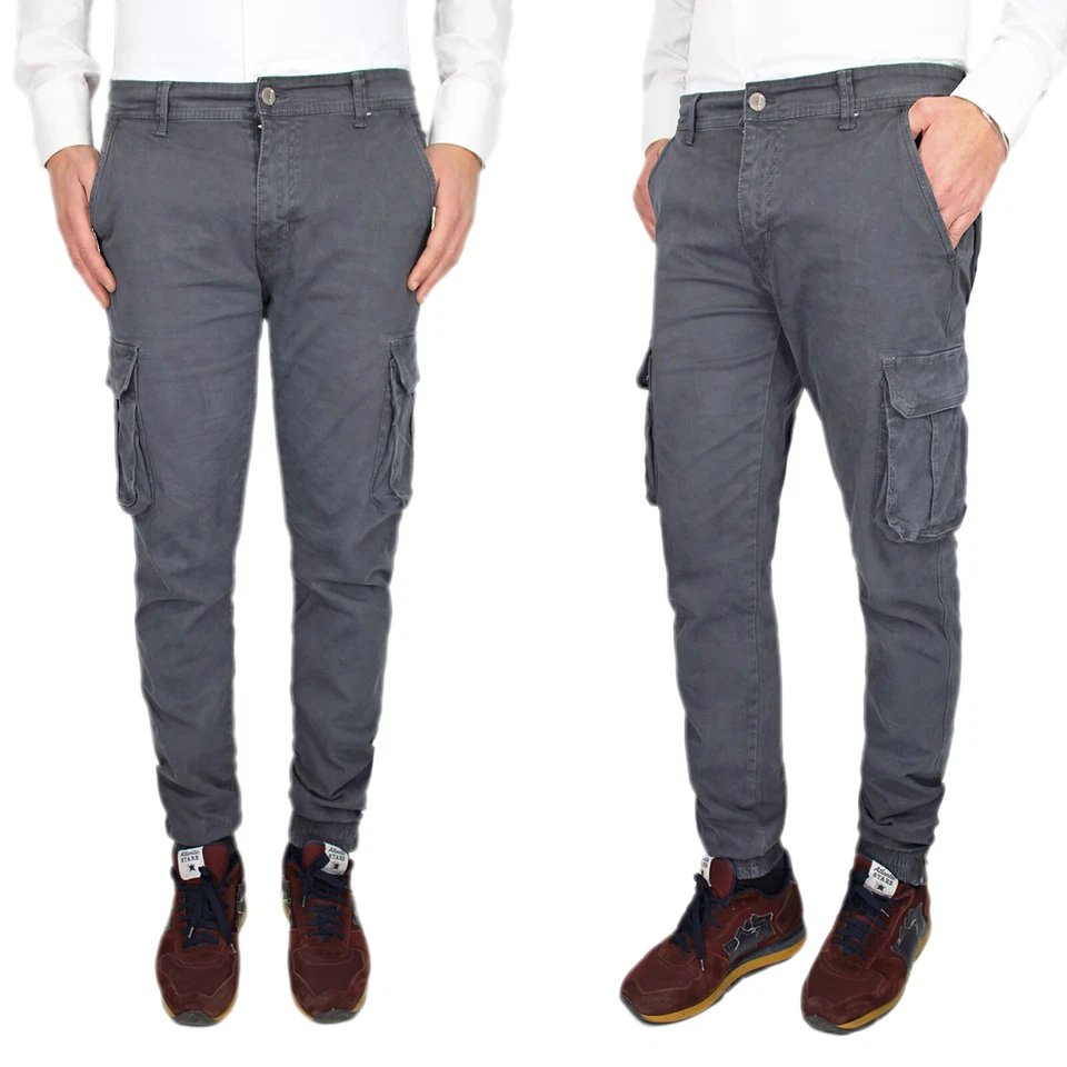 Pantalone Uomo Invernale Cargo Tasconi Laterali Multi Tasche Casual VEQUE - Immagine 4 di 4