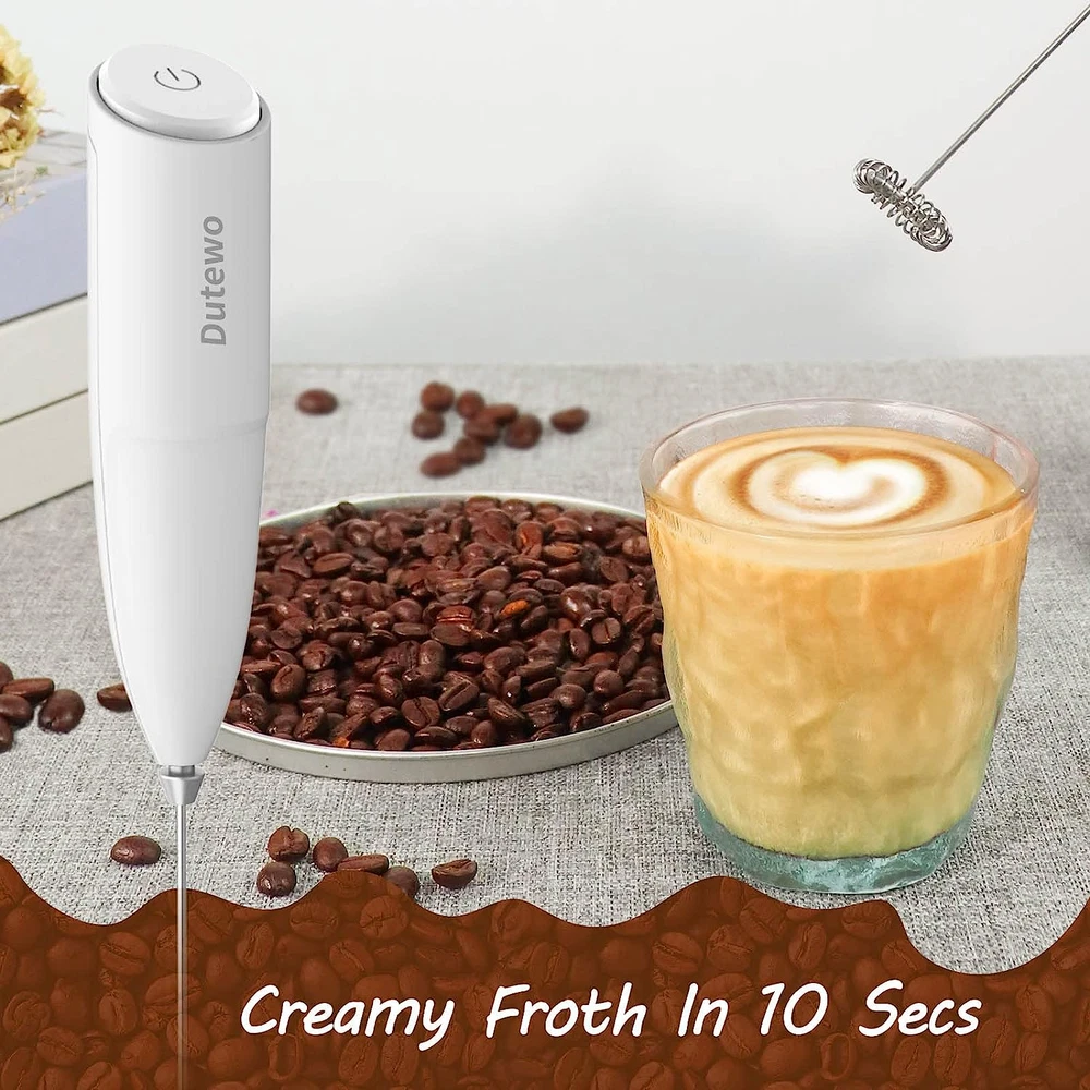 Milk Frother Handheld Coffee for Mixer Black Electric Mini Drink Whisk Blender!