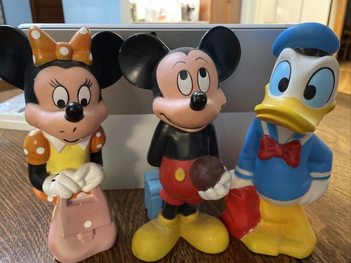 Vintage Disney 8" Set Mickey, Minnie & Donald. Made in Taiwan