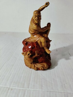 Hand Carved Painted Vintage From Solid Wood , Style Oriental 8 1/2x5