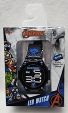 Marvel The Avengers Black Panther Children's LED Silicone Watch/New