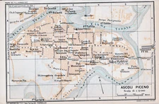 Ascoli Piceno 1924 original city map + guide (15 p) Parignano Tufilla Solesta