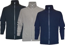Image of Zip Up Cardigan Knitted Plain Funnel Neck Casual Jumper Ex Store w/ Two Way Zip