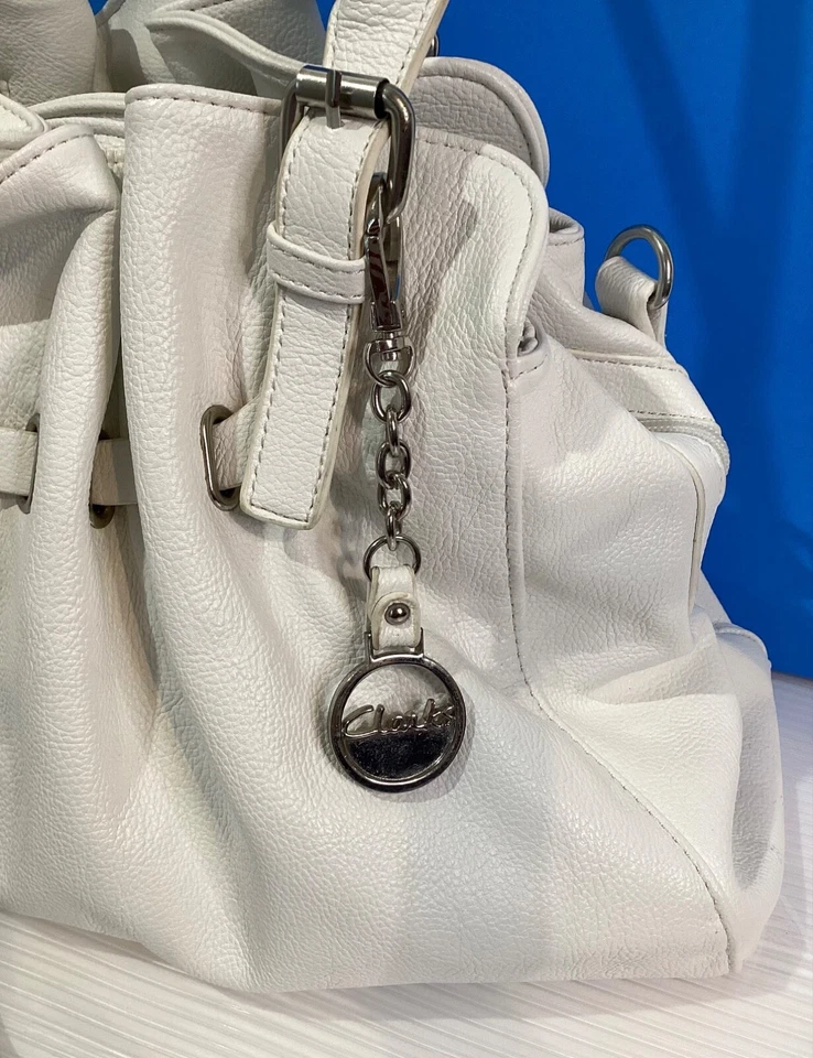 Clarks Mujer Cartera Bolso de Hombro Color Blanco 3 Departamentos Bolsillo Foto 2 de 4