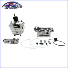 7" Dual Power Booster Chrome 1-1/8" Smooth Top Master Cylinder 4 Wheel Disc Disc