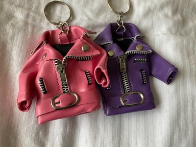 mini leather jacket keychain