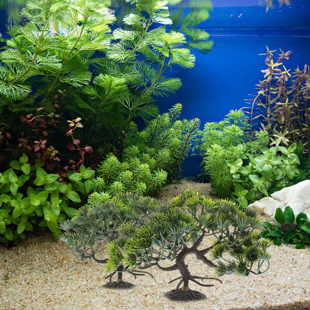 2Pcs Plastic Plants Plastic Artificial Plant Aquarium Fish Tank Bonsai