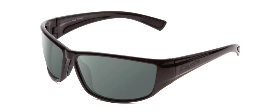 Gafas de sol polarizadas envolventes unisex Coyote P-44 negro brillante 66 mm ELIGE EL COLOR DE LA LENTE Foto 3 de 4