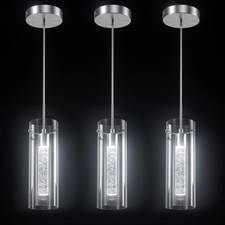 Modern Crystal LED Pendant Light Fixture for Kitchen Island - 3 Pack
