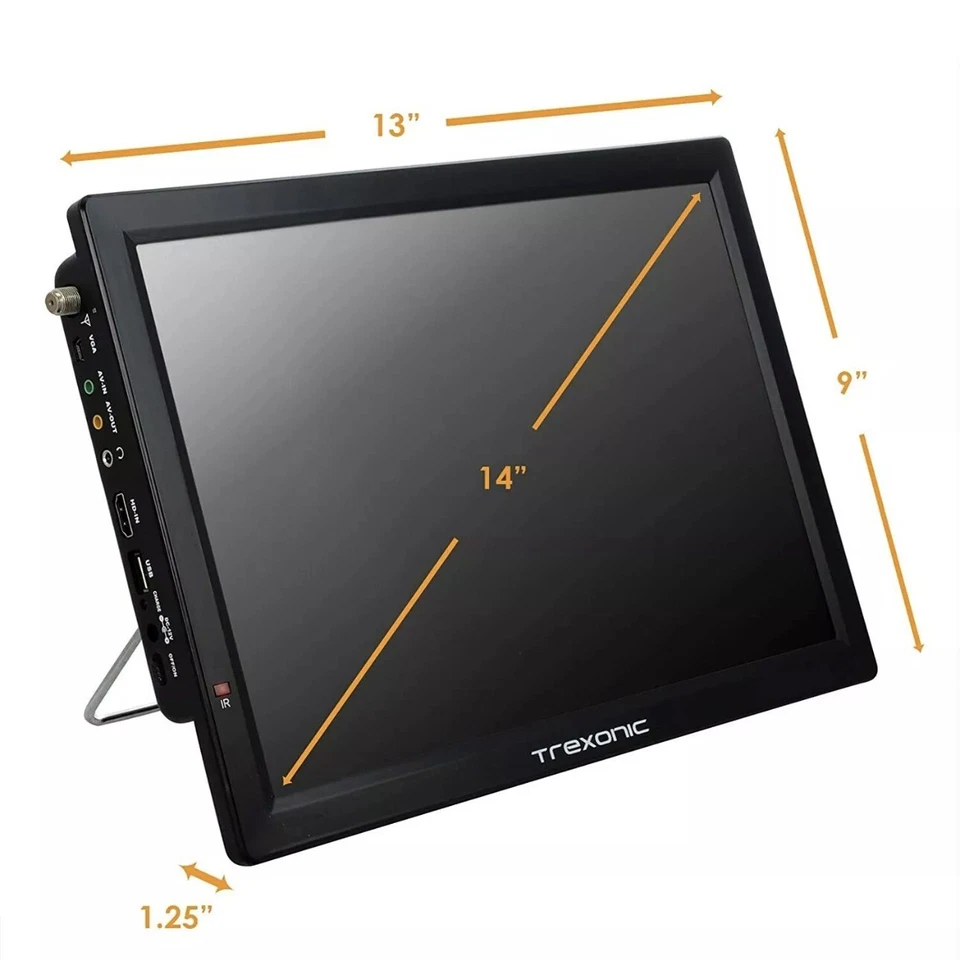 Trexonic 14" BLUE Portable Widescreen LED TV AC/DC 14D w Remote HDMI USB AV VGA - Image 2 of 4