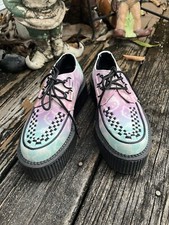 TUK Hello Kitty Creeper Platform Oxfords 6 37 Blue Purple Lace Up Womens Shoes