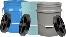 5 Gallon Bucket pail with Screw on Lid - 3 color- Food Grade BPA Free  3 Pack 