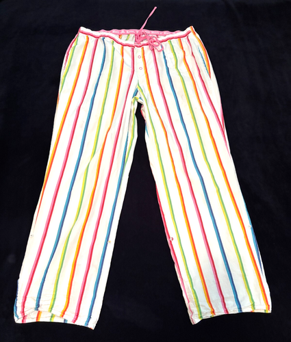 VTG Victorias Secret Rock N Roll Pink Striped Pajama Lounge Pants Women's Large