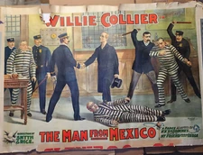 Minstrels Theater 1890s Poster 'The Man from Mexico' Willie Collier Lithograph