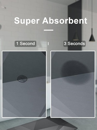 Absorbent Bath Mat, Rubber Non Slip Quick Dry Super Absorbent Thin Bathroom Rugs - Picture 4 of 5