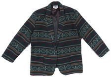 Vintage 90s Southwestern Abstract Aztec Tribal One Button Coat Blazer Jacket L
