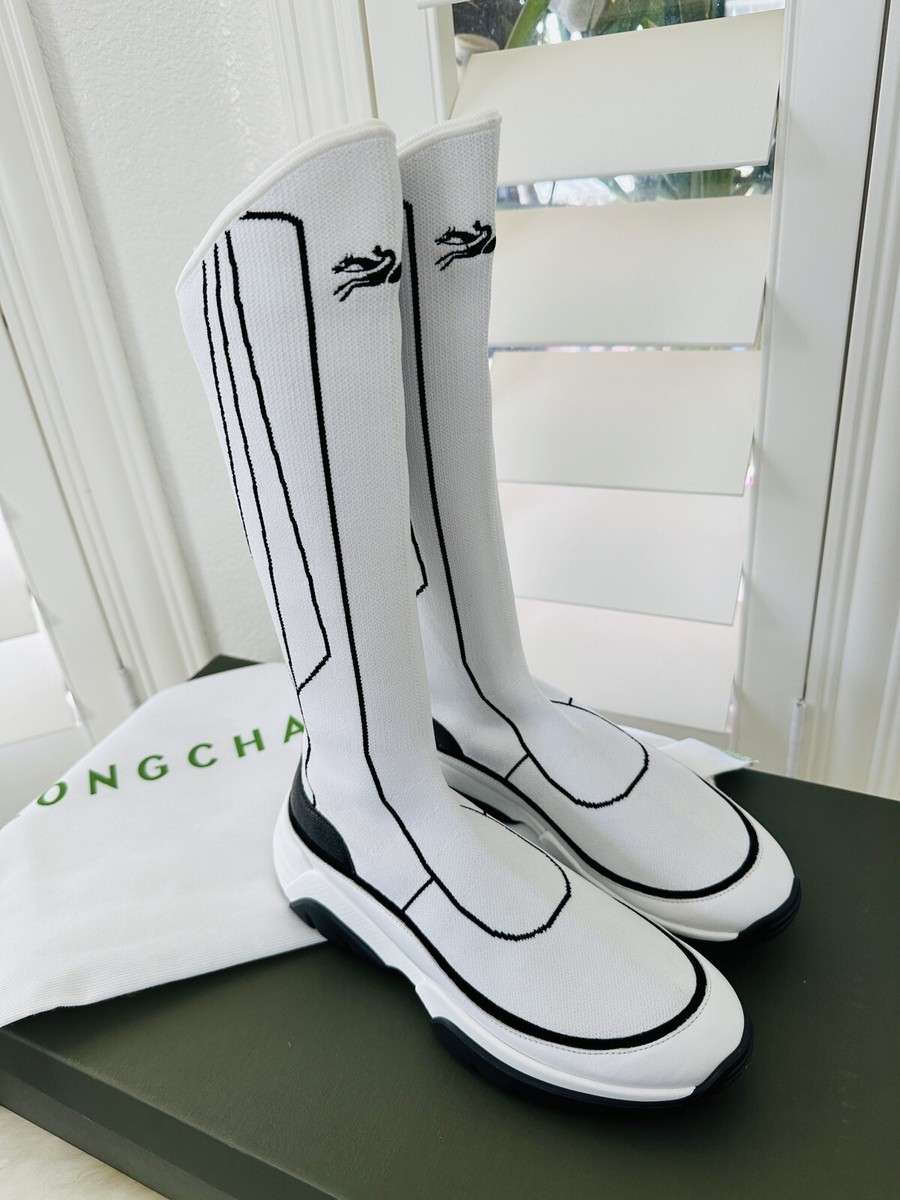 Knee High Fila Golf Socks NIB Longchamp $615 White Black Tall