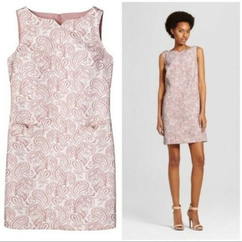 VICTORIA BECKHAM TARGET BLUSH FLORAL JACQUARD SHIFT POCKET