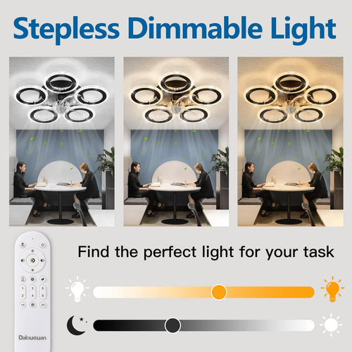 Ceiling Fan with Lights Remote Control, 20" Personality Geometric Ceiling Fan wi - Picture 3 of 8