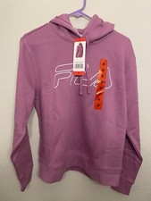 NWT FILA Women's Logo Embroidered Long Sleeve Hoodie Mulberry Size M 36.97Z1008