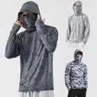 UPF50+ Mens Outdoor Fishing Hoodie Sun Block Skin Face Protection Long Sleeve ☾