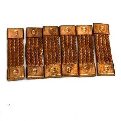 LOT OF 6 BRAIDED 3'' X 7/8'' COPPER FLEXIBLE CONNECTOR FLAT