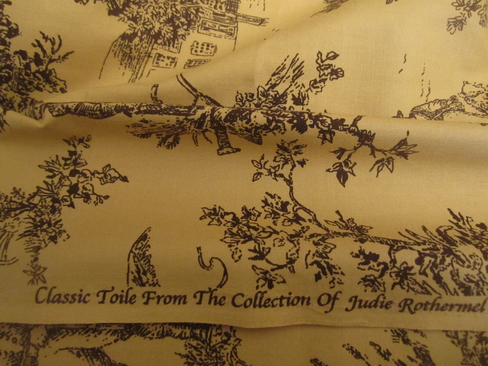 Marcus Cotton  fabric Classic Toile Judie Rothermel Dark Brown on Tan 1yd 30"x44 - Image 2 of 4