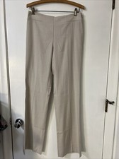 BOSS Hugo Boss Regular-Fit Trousers Wool Blend Beige Size 4 Side Zip