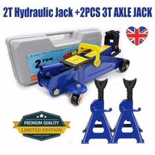 HYDRAULIC TROLLEY JACK CAR VAN 2TON TONNE FLOOR HEAVY DUTY WITH 3TON AXLE STANDS