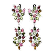 925 Sterling Silver Earrings Pear Tourmaline Natural Gemstone jewelry