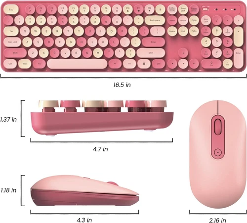 Wireless Keyboard And Mouse Combo 2.4G Full-Sized Colorful Typewriter Keyboard - Picture 9 of 9