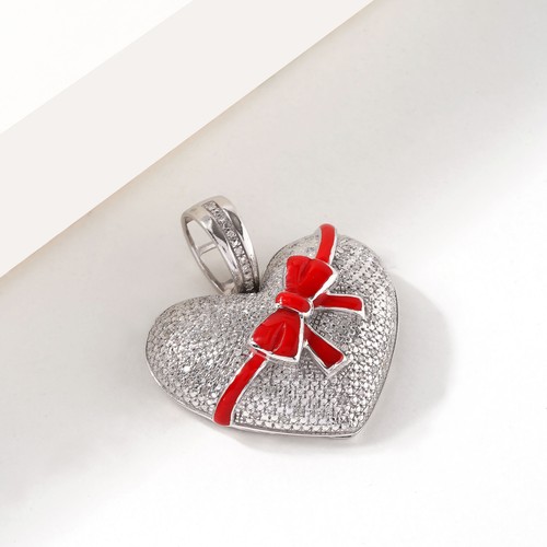 Colgante de corazón racimo de diamantes TDW plata esterlina de 1/3 quilates - Imagen 8 de 8