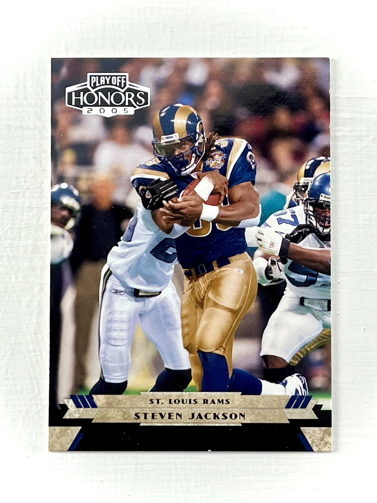 Steven Jackson 2005 Playoff Honors Silver RC #92 Oregon State Legend Rams Jersey