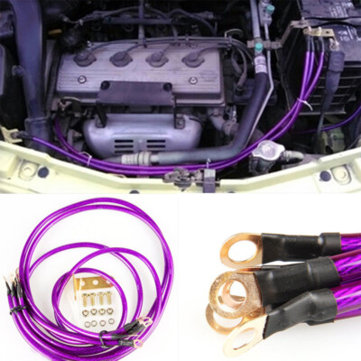 High Performance 5PCS Grounding Wire Cable,Several Installing Parts Purple