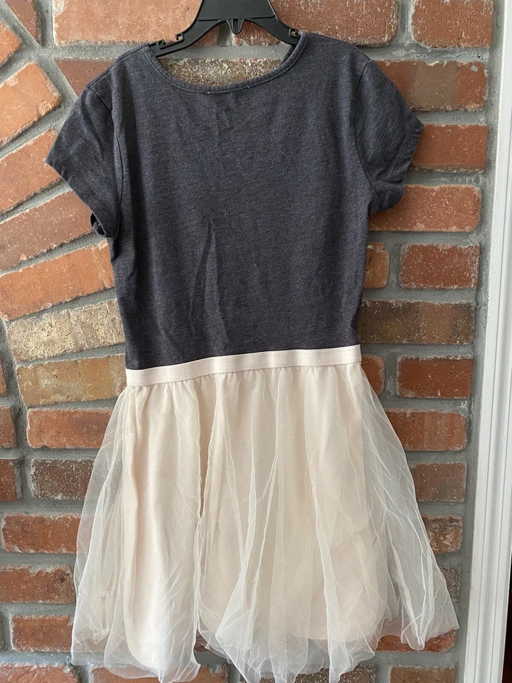 Jessica Simpson Girls Gray Pink Tutu Dress Flower Sequin Flip Size M 10/12 - Image 2 of 4