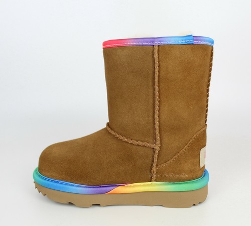 NEW UGG Rainbow Genuine Shearling Winter Boots (Toddler), CHESTNUT, Size 8 - Picture 6 of 12