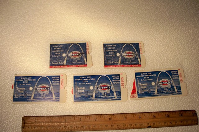 5 Vintage St. Louis Mo Gateway Arch Passenger Souvenir Ticket Stubs | eBay