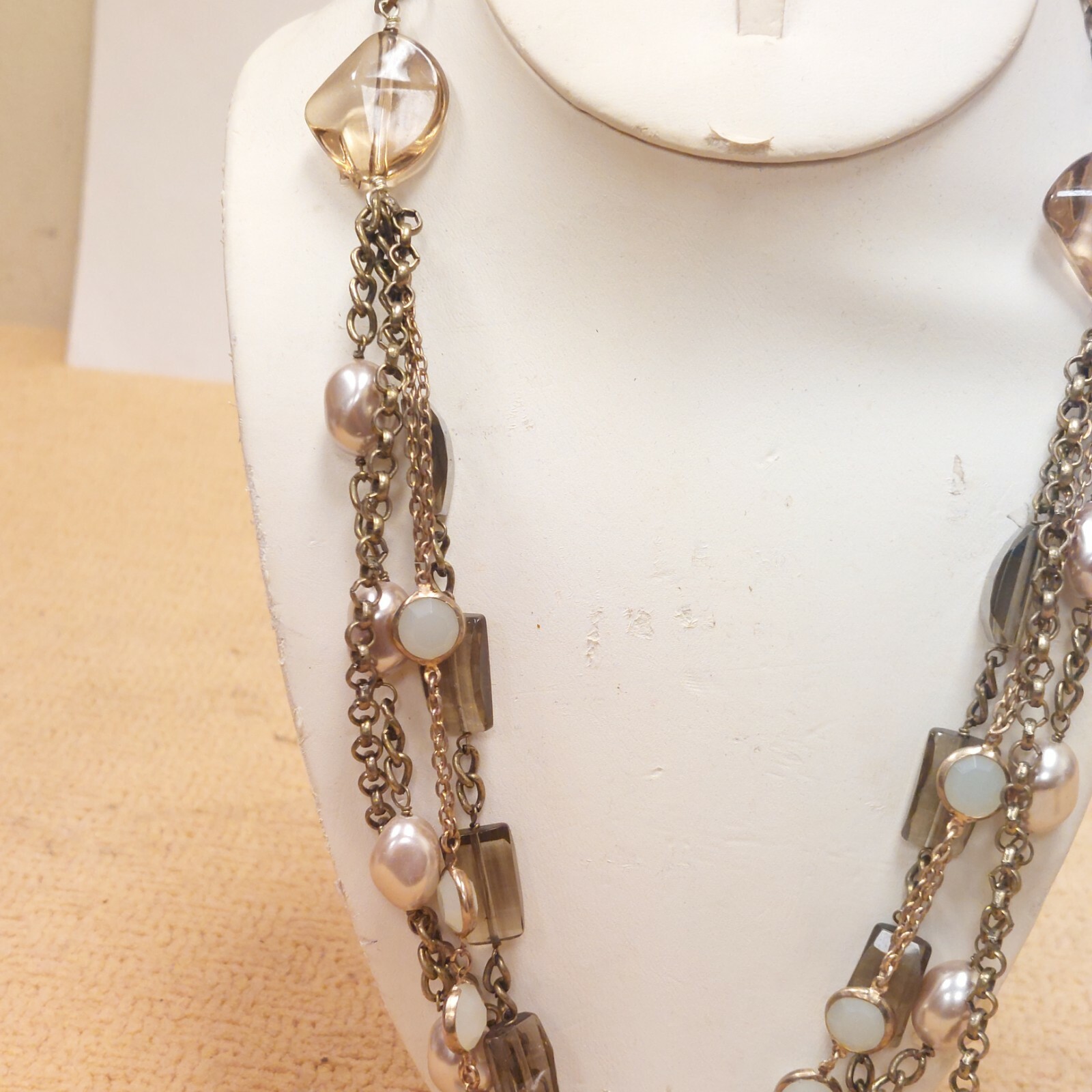 Talbots Beaded Cluster Multi Strand Necklace Faux… - image 2