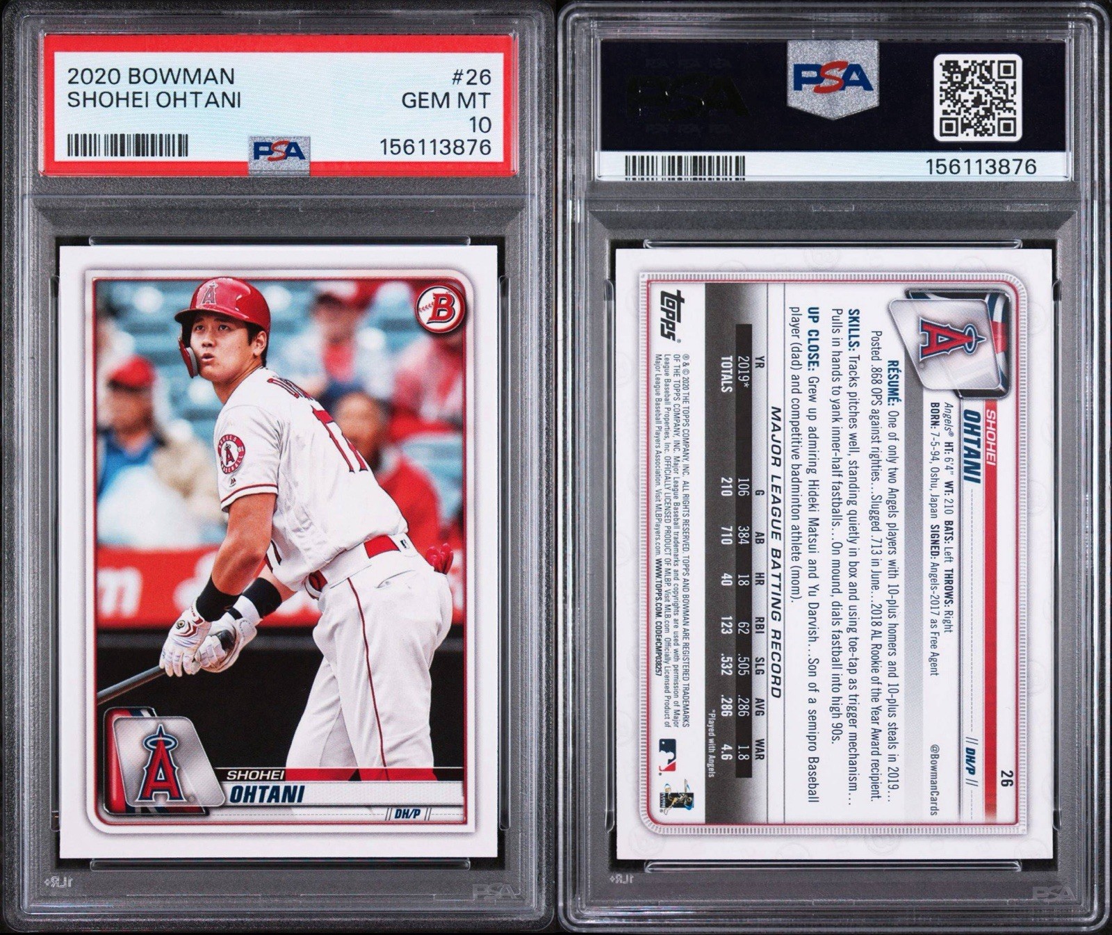 2020 Bowman SHOHEI OHTANI #26 PSA 10 GEM MINT QUANTITY AVAILABLE  view 3