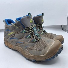 Merrell Chameleon 7 Access Mid Kids Size 5.5 Waterproof Gray Blue Hiking Shoes