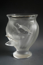 LALIQUE ROSINE GLASS VASE