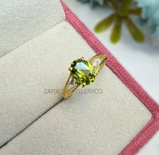 Peridot Ring, 925 Sterling Silver, August Birthstone, Wedding Ring, Cluster Ring