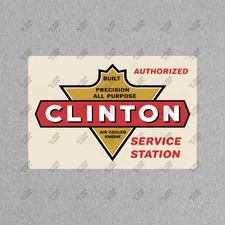 Vintage Clinton Engine Service Station Sign Metal Advertising #829510