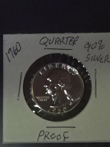 🥇1960 PROOF 90% Silver Wash. Quarter 25¢🎊
