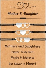 Christmas Gifts for Mom, Christmas Bracelets Adjustable Hearts Mother Daughter w