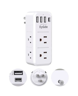 EyGde Multi Plug Outlet Extender Surge Protector 1700J, Wall Power ... Fast Ship