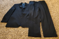 Hickey Freeman Suit Mens 42R Pants 48x31.5 Blue 3 Button Dual Vent 100 Wool