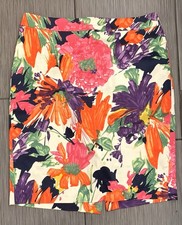 J. Crew Women  s Bright Floral Cotton Pencil Skirt Size 8 Lined